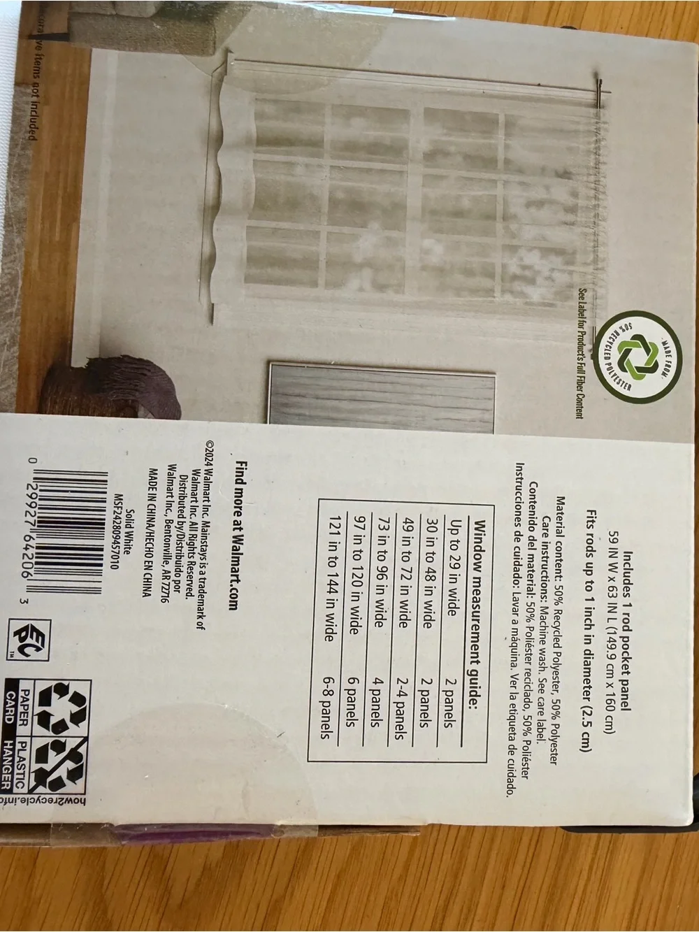 Mainstays White Sheer Window Curtain Panel